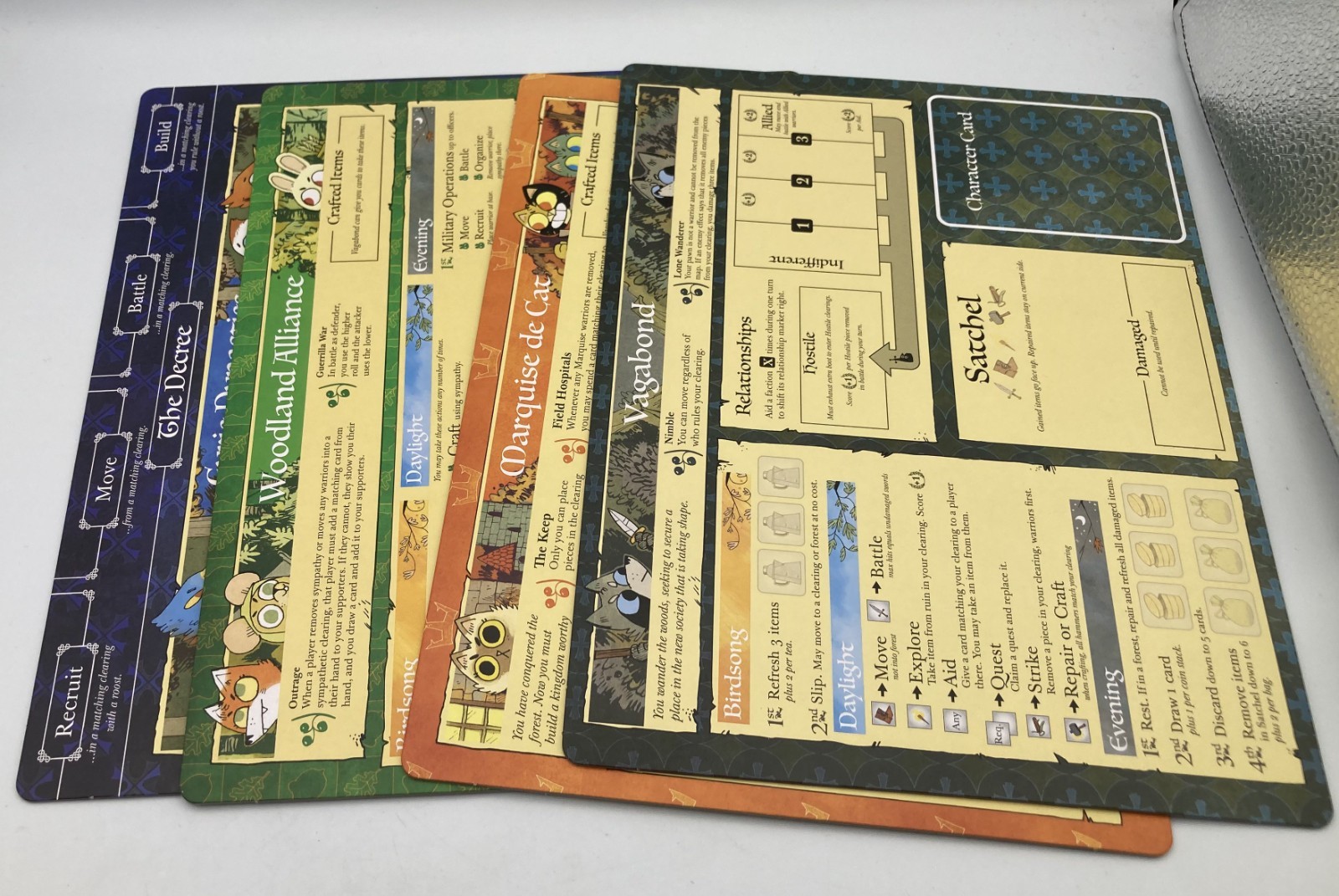 ROOT Board Game Replacement Parts/Pieces Set of 4 FACTION BOARDS