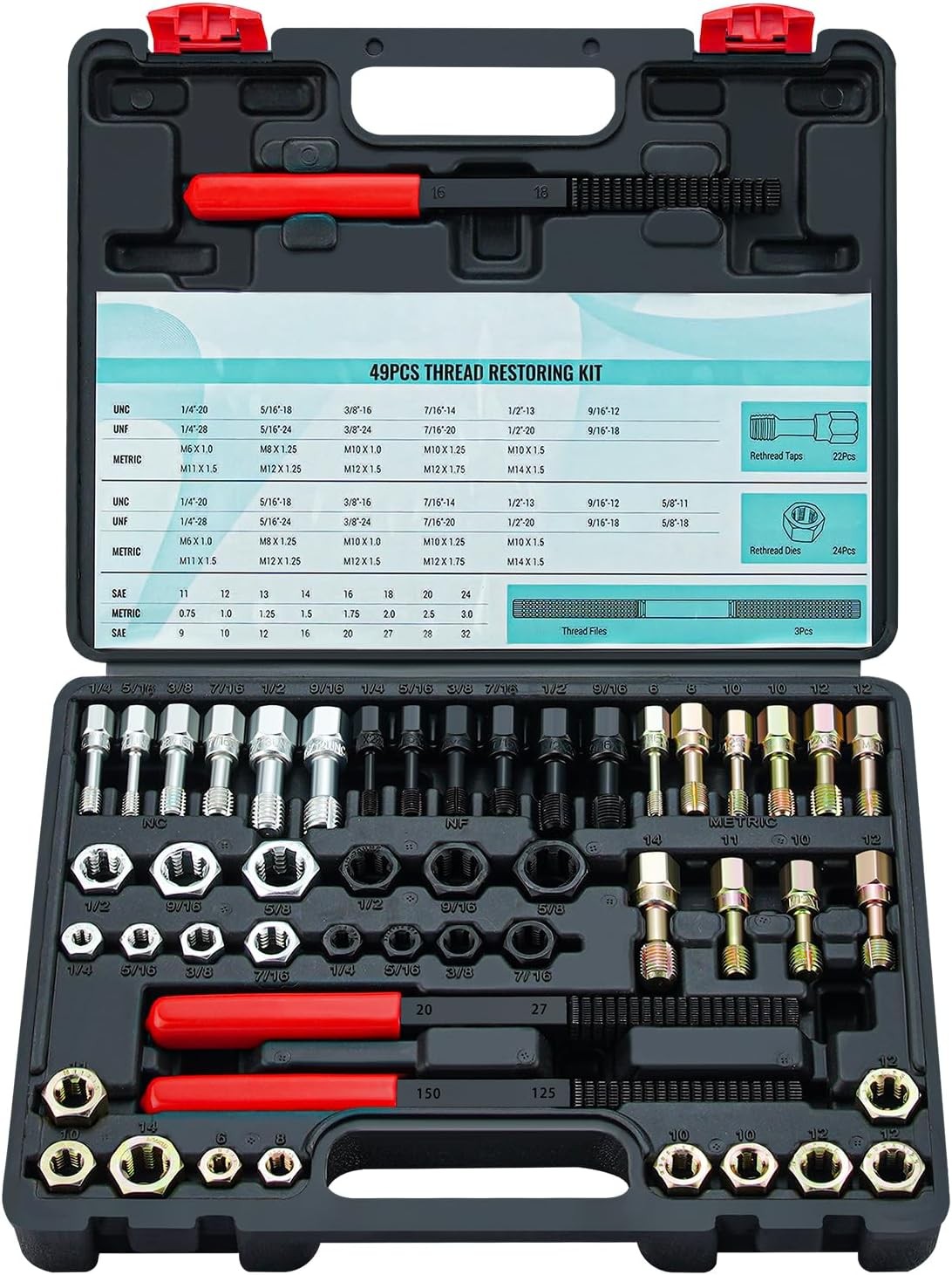 Thread Chaser Set Rethreading Rethreader Restorer Repair Tool Kit Metric UNC UNF