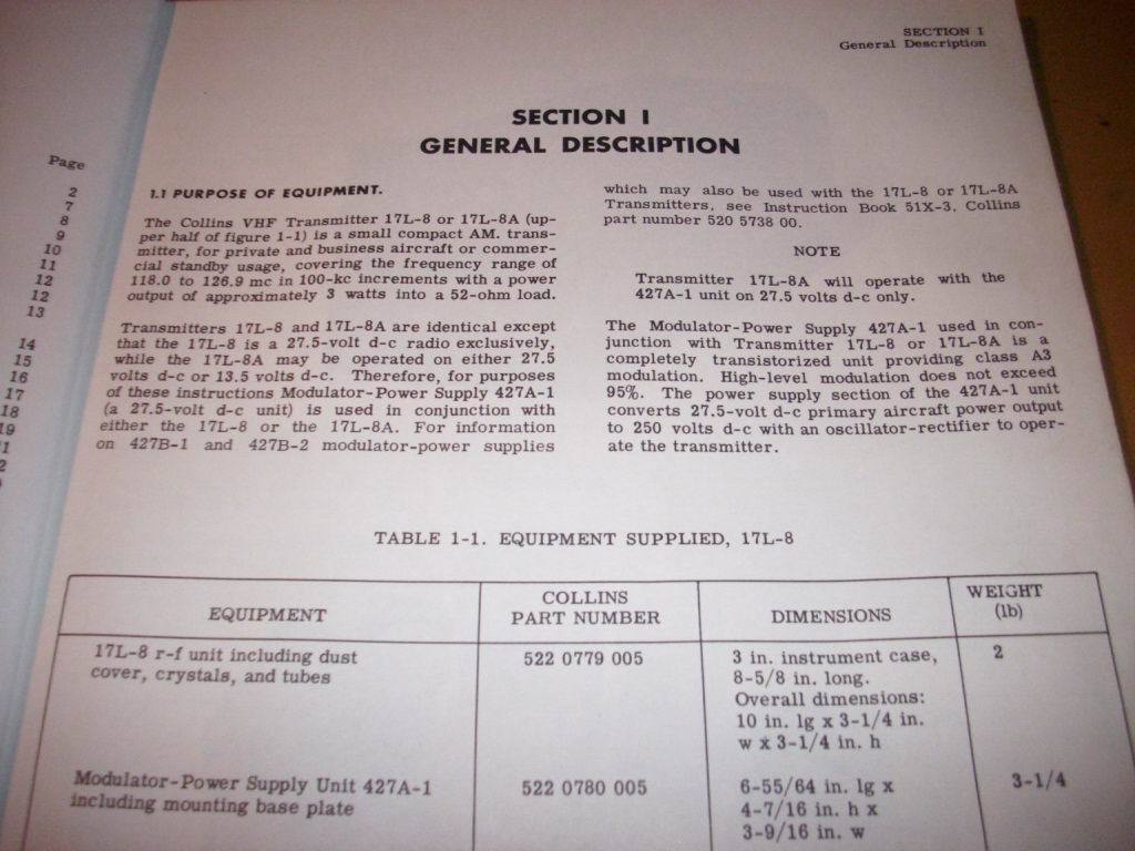 Collins 17L-8/8A & 427A-1 Service manual