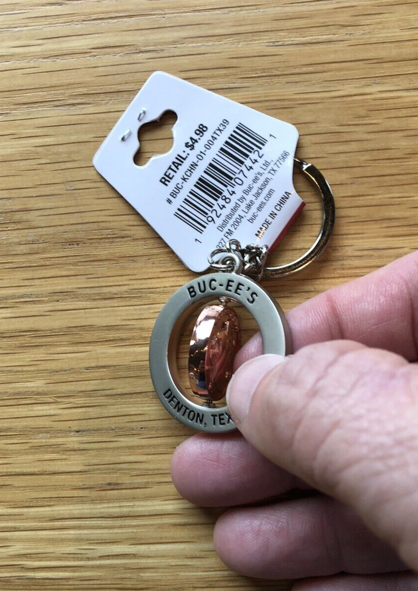 Buc-ee's Logo Spinner Keychain, Key Ring - Denton Texas Store