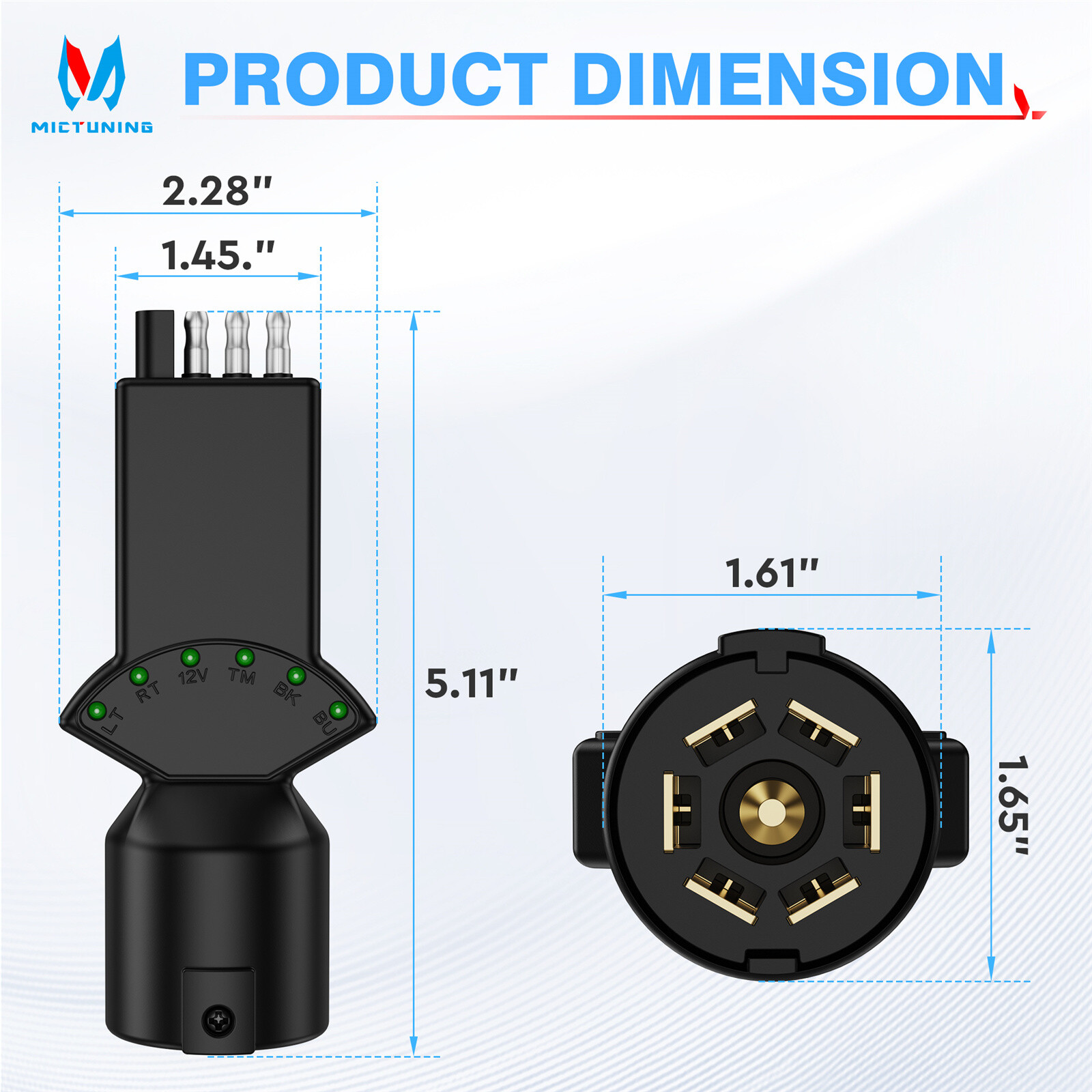 4Pin 7Way Blade Trailer Light Circuit Tester Mult-Function 6 LED Light Indicator