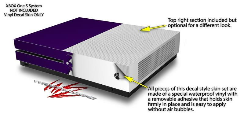 Skin XBOX One S Console Controller Ripped Colors Purple White