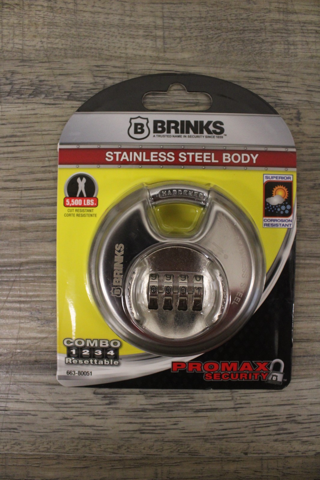 Brinks Stainless Steel 80mm Discuss Combination Padlock W/ 1/2in Shackle