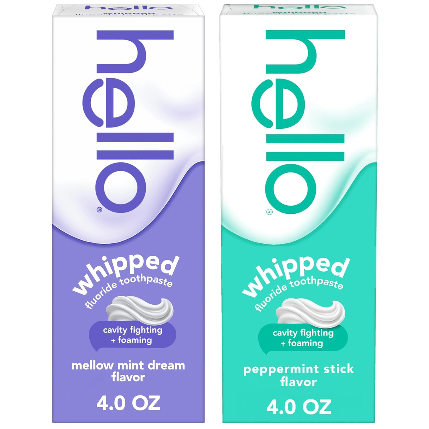 Whipped Mellow Mint Dream and Peppermint Stick Toothpaste Pack, Minty Adult Foam