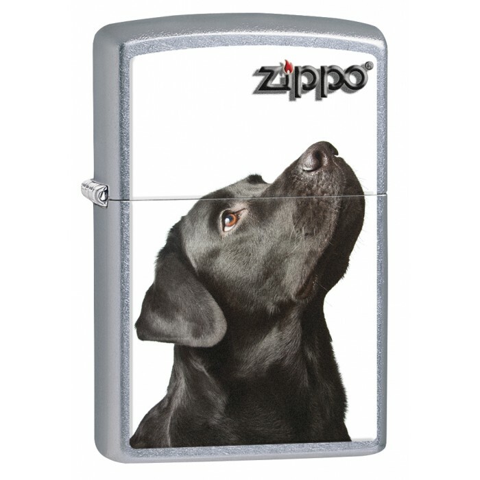 ZP7  Zippo Lighter: Black Labrador Retriever - Street Chrome 76971
