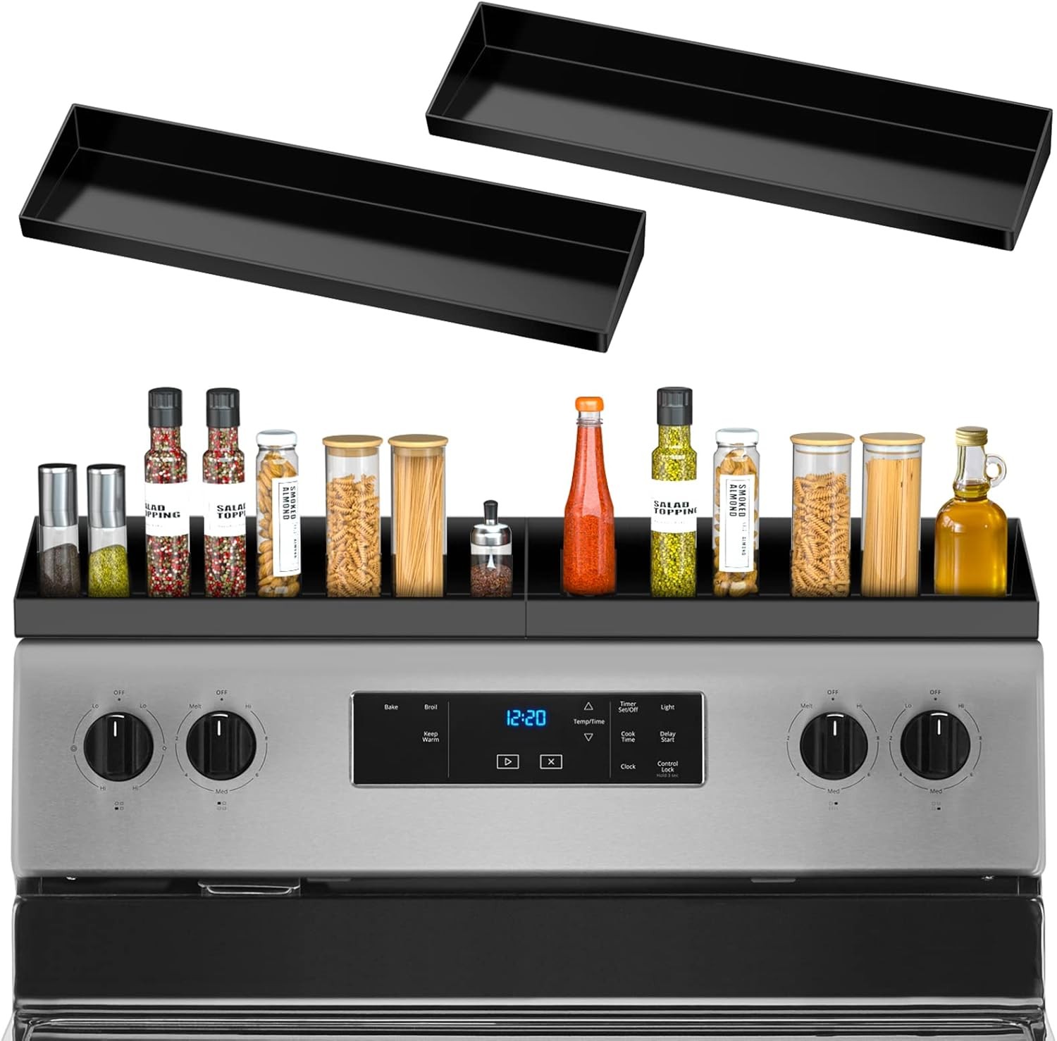 30" Magnetic Stove Top Shelf Spice Rack,2 Pack 15" kitchen Seasoning