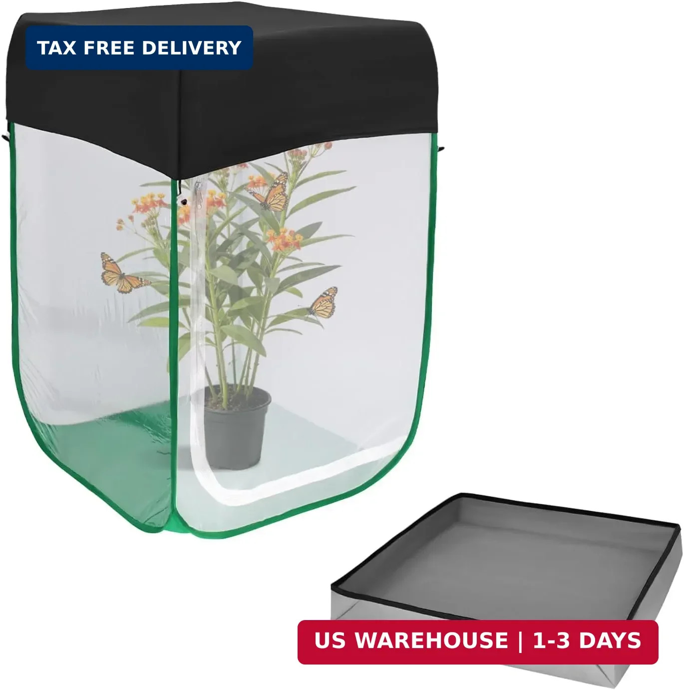 Large Butterfly Cage Pop-up 24" x 24" x 36", Monarch Butterfly and Insect Habita