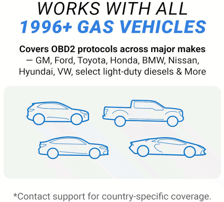 Pro OBD2 Scanner, Bluetooth Code Reader, ABS/SRS/TPMS, No Subscription
