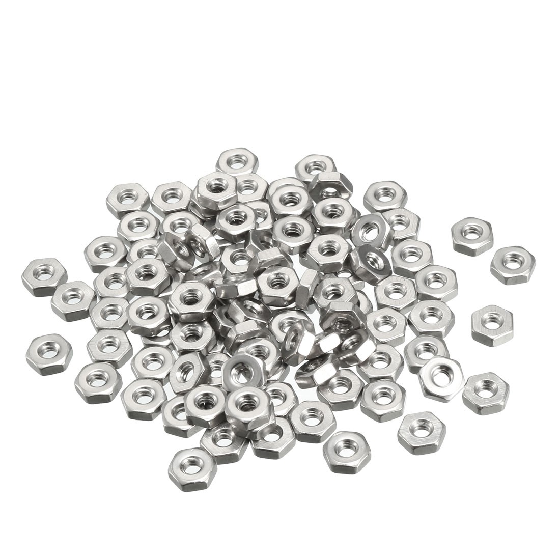100pcs 6#-32 304 Stainless Steel Hexagon Hex Nut Silver Tone