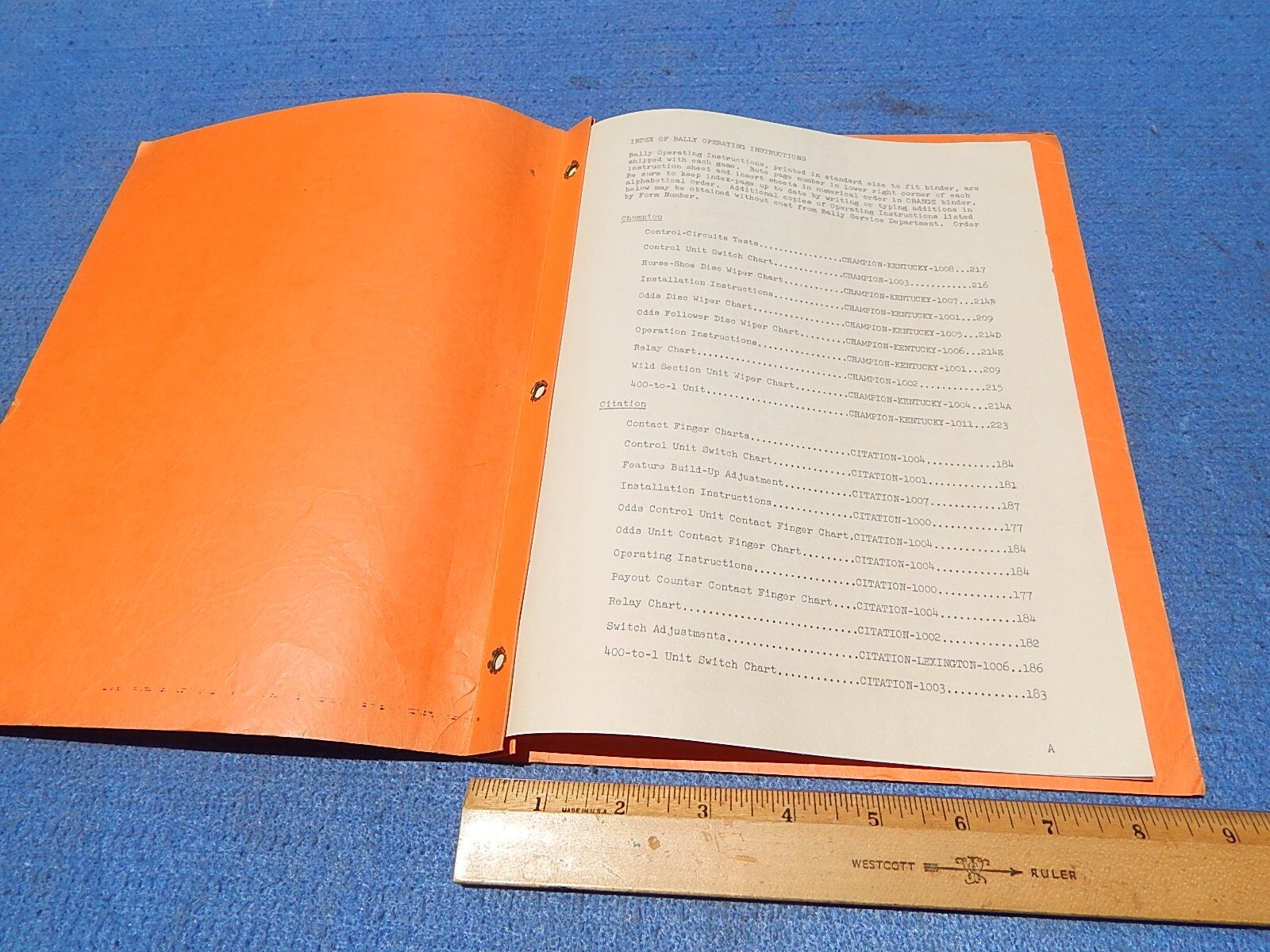 1949 Bally Folder: Operating Instructions (plus 3 inserted sheets)
