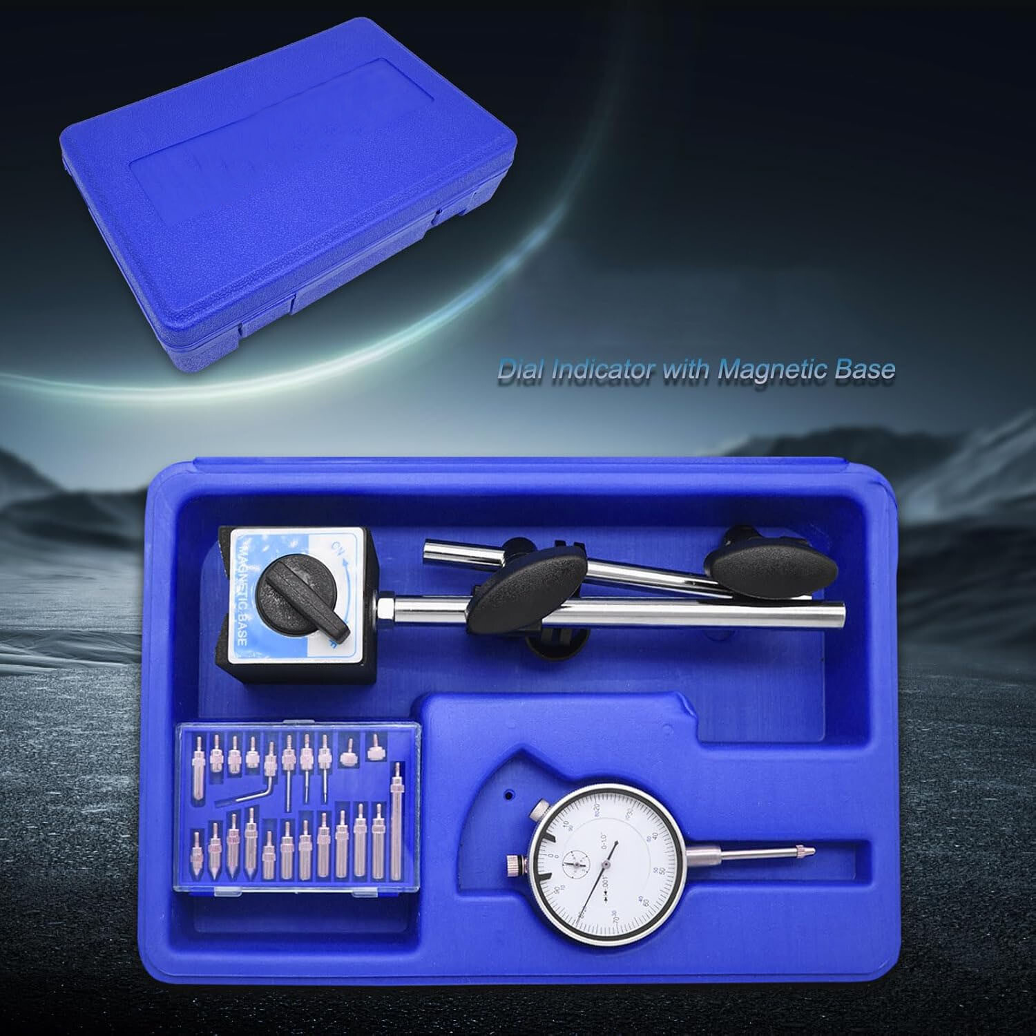 Dial Indicator with Magnetic Base and Point Precision Inspection Set