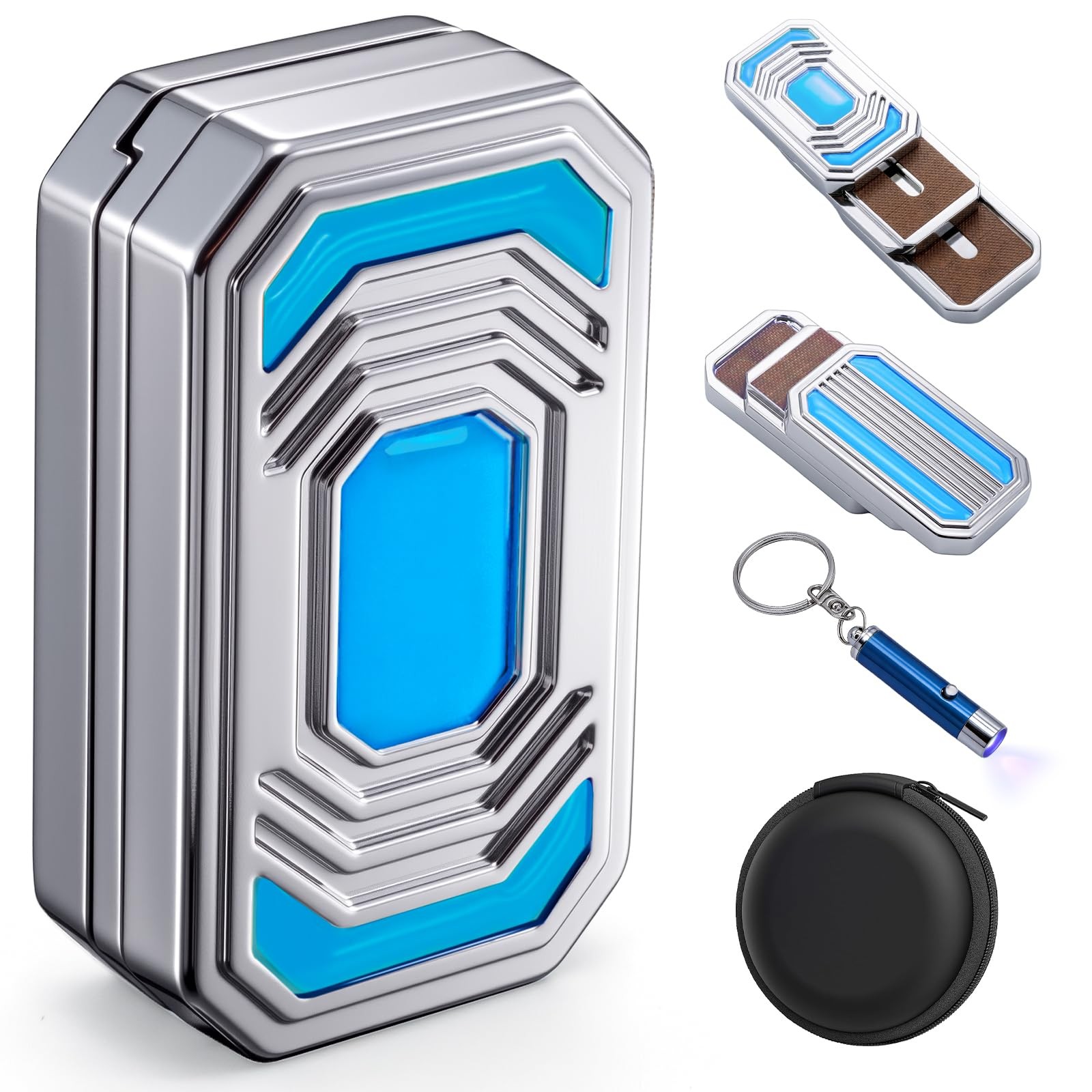 Auroraki Metal Three-Layer Fidget Slider, Toy for Adults, Blue