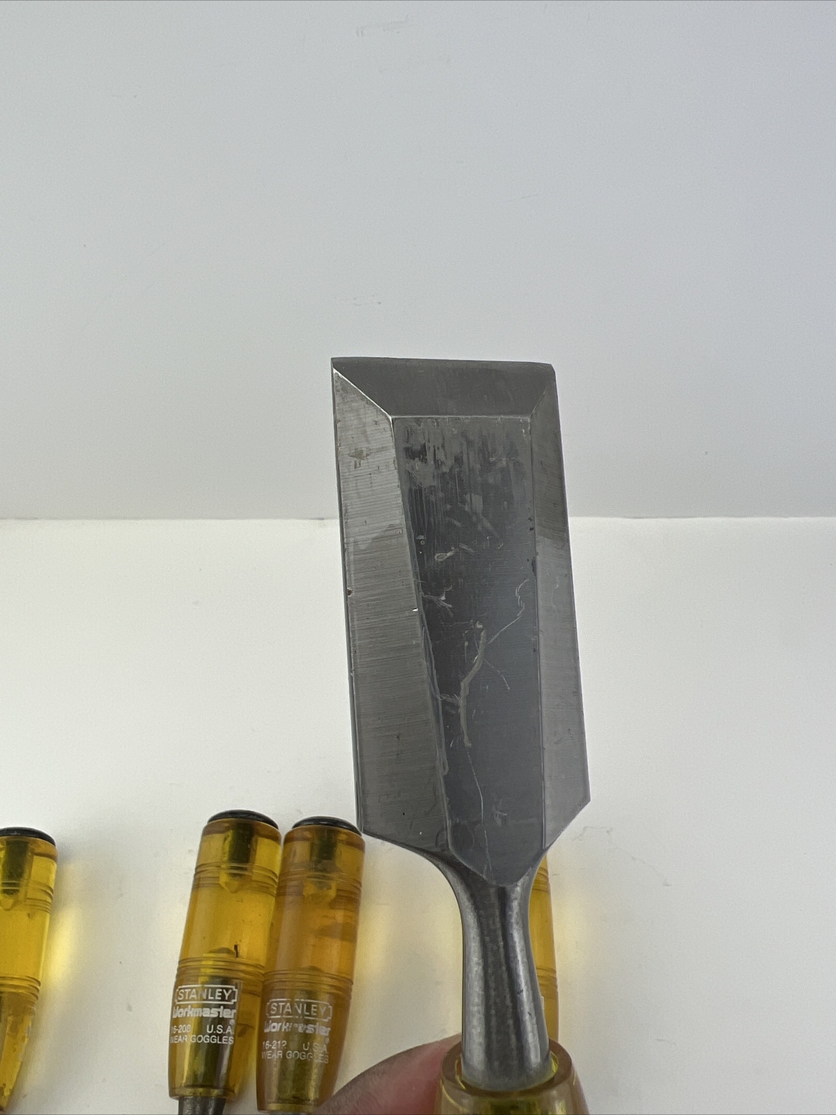 Vintage Stanley Workmaster 6 pc Bevel Edge Paring Chisel Set Made In USA.