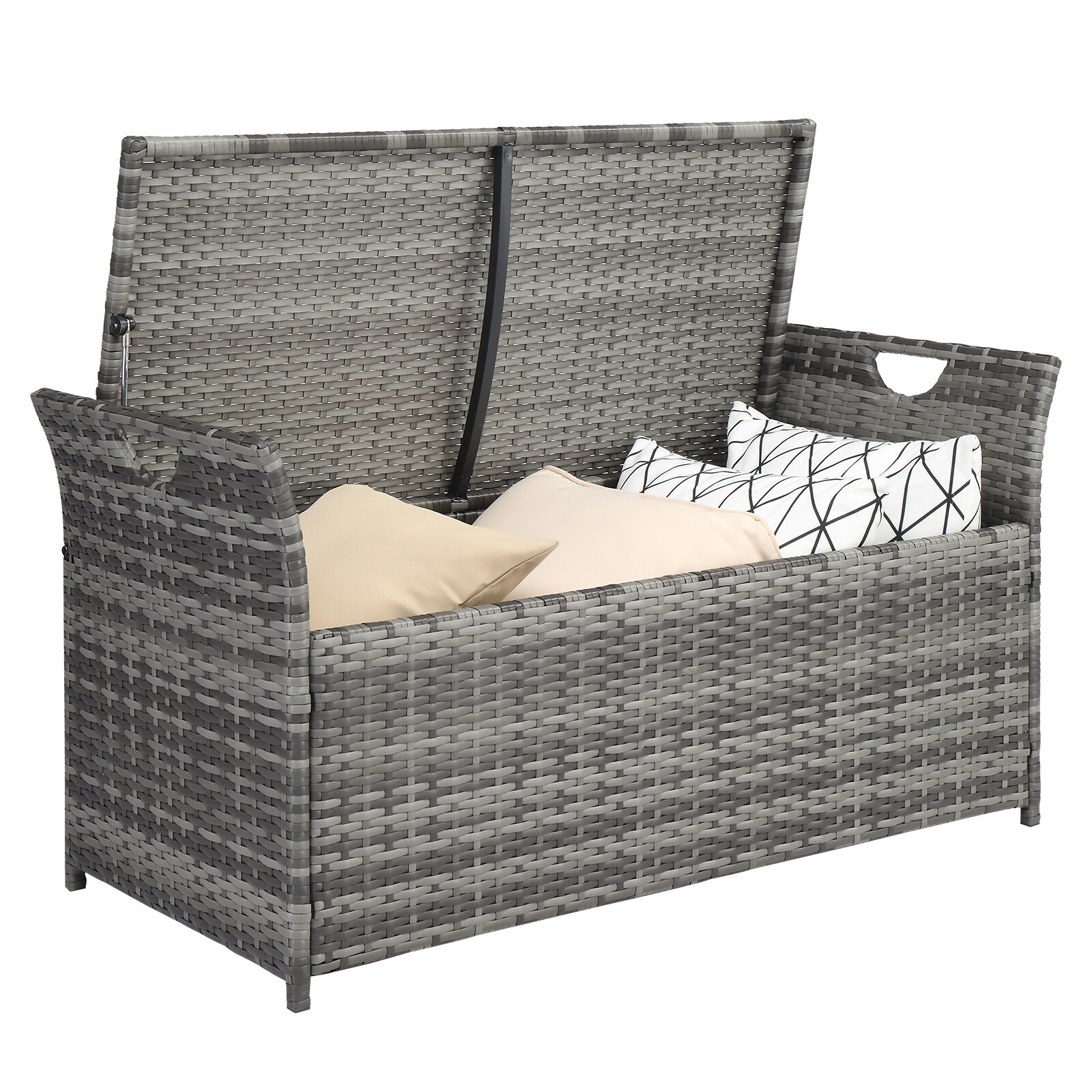 Iron Can Accommodate Gray Gradient Footstool Locker Rattan Locker Beige Mat