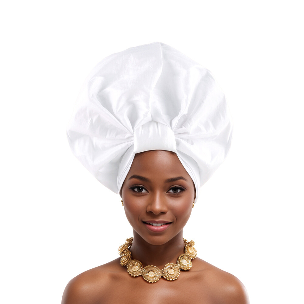 Nigerian Auto Gele Headtie African Women Head Wrap Turban Wedding Headwear Cap