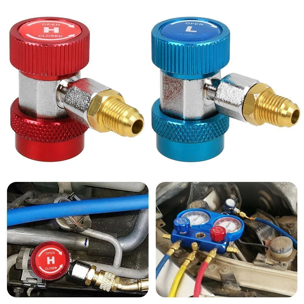 1/4" A/C R134A Quick Coupler Adapter Manifold Connector Sae Hvac High & Low Side