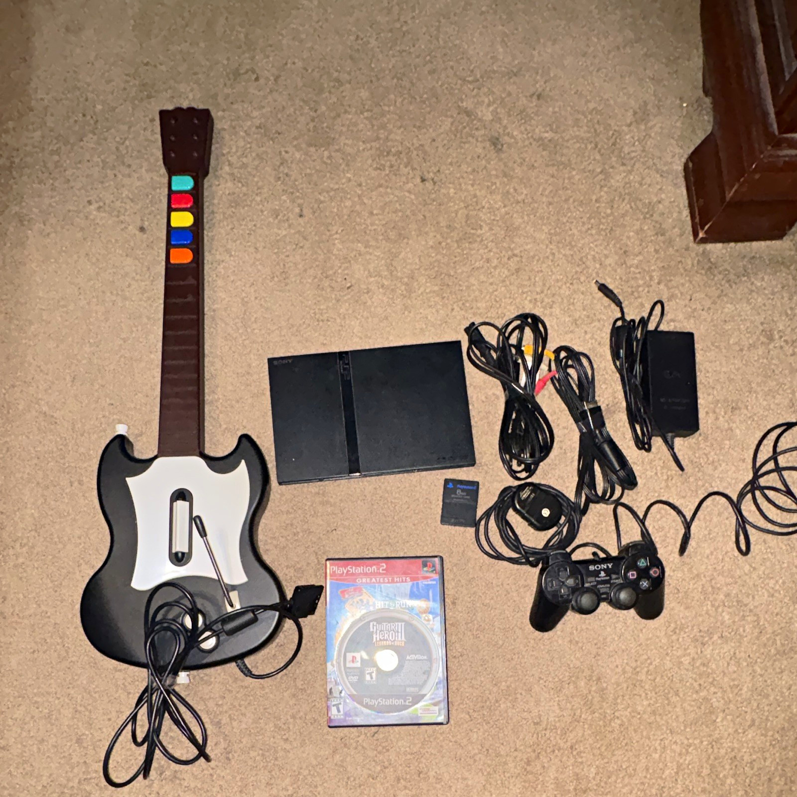 Sony PlayStation 2 Console Bundle w/ Wired Controller, 8MB Memory Card & Games