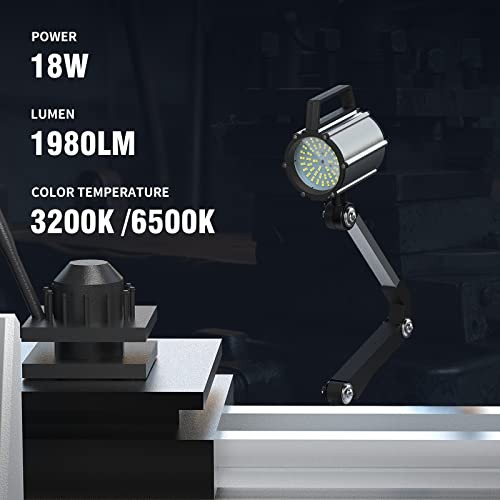 Adjustable Angle LED Machine Long-Arm Dual-Color Work Light, 25W Machine Silver