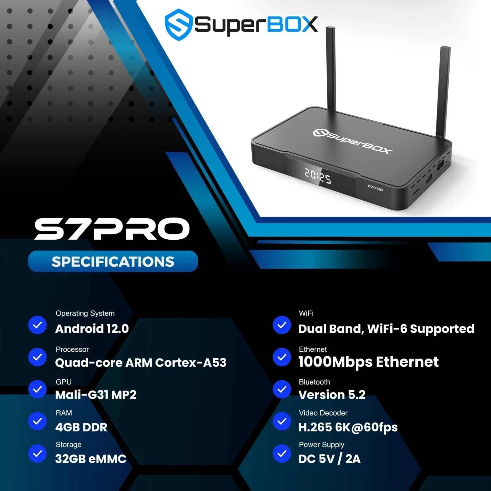 NEW 2026 SuperBox S7 Pro 6K Android Box Smart Media Player - Fast Free Shipping!