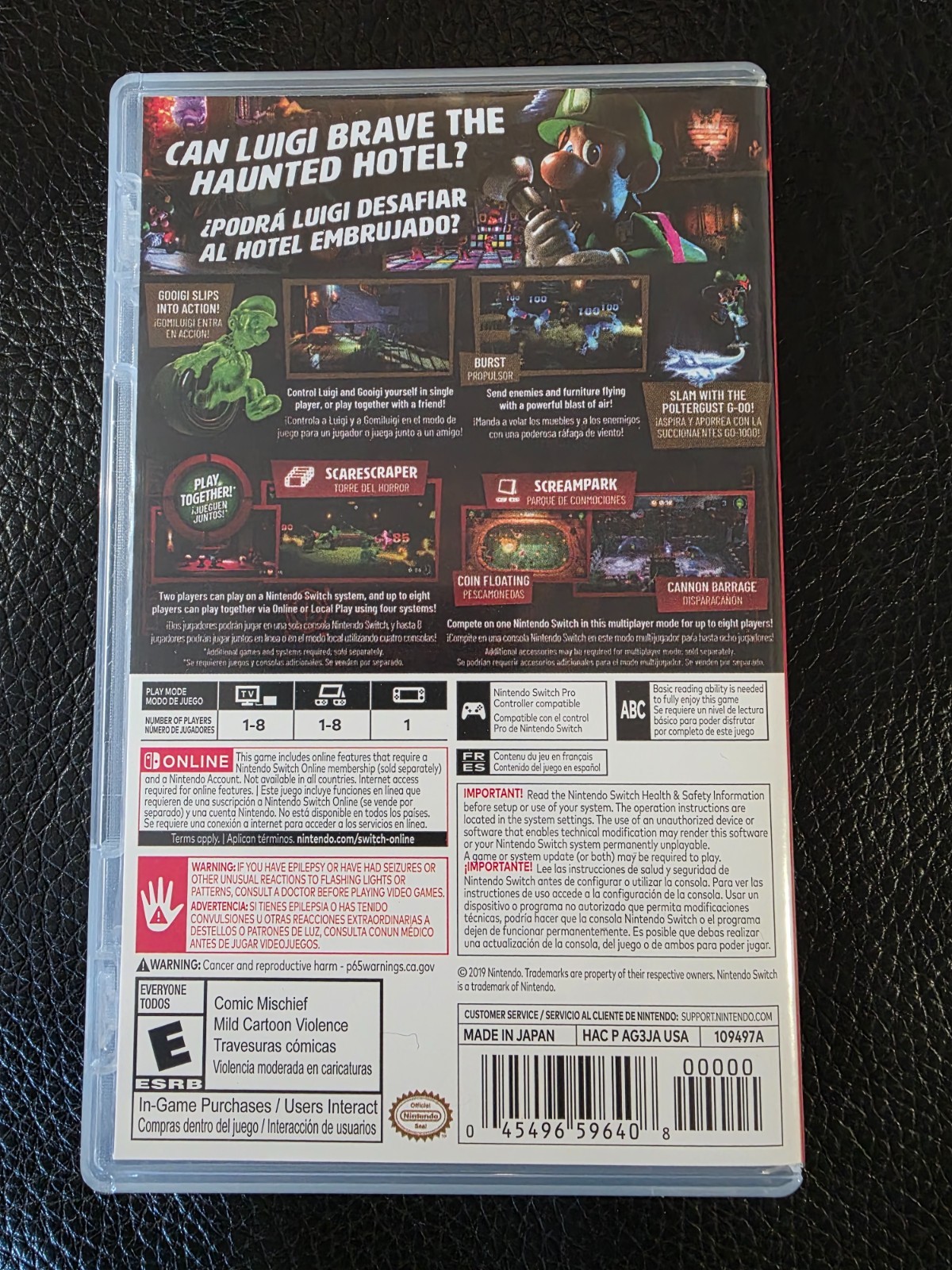 Switch Case Replacement Nintendo Switch Luigi's Mansion 3