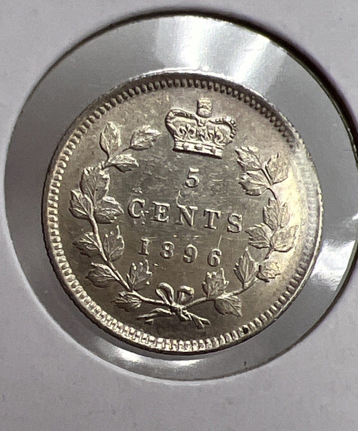 1896 Canada 5 Cents Silver Foreign Coin
