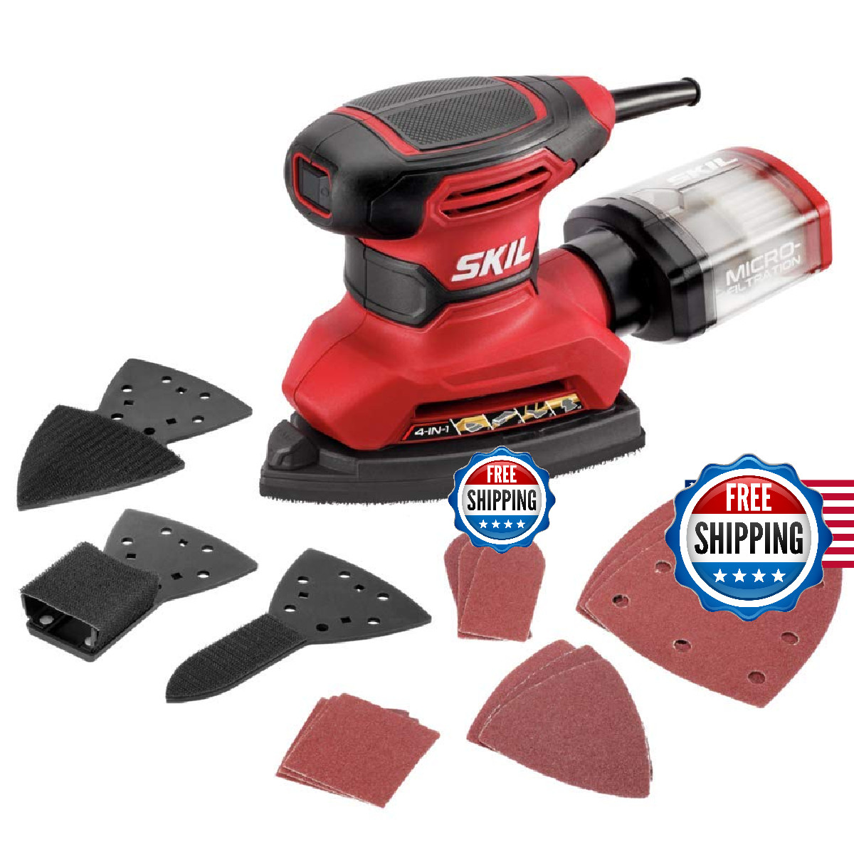 SKIL Corded Multi-Function Detail Sander with Micro-Filter Dust Box 3 Additional