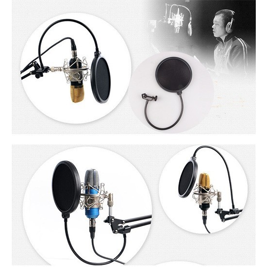 Studio Microphone Pop Filter Double Layer Wind Screen Mask Dust Cover