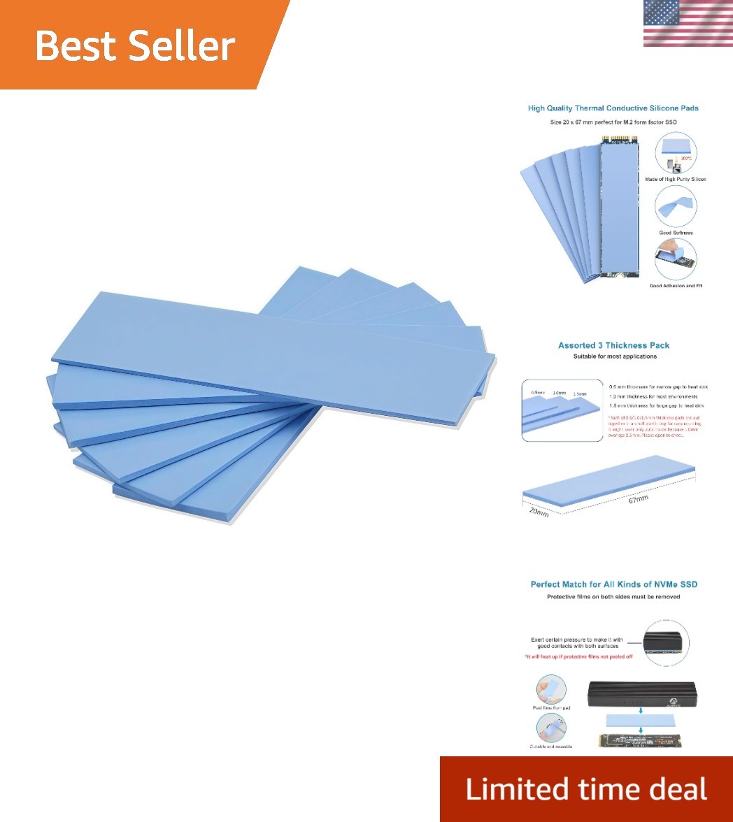 High-Performance Thermal Silicone Pads, 6-Pack for Efficient Electronics Cooling