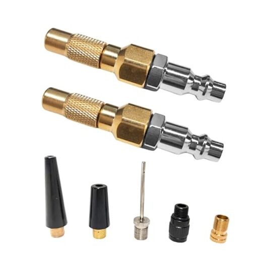 2PCS Heavy Duty Brass Air Nozzle with Quick Connector, 1/4" Female NPT Tire