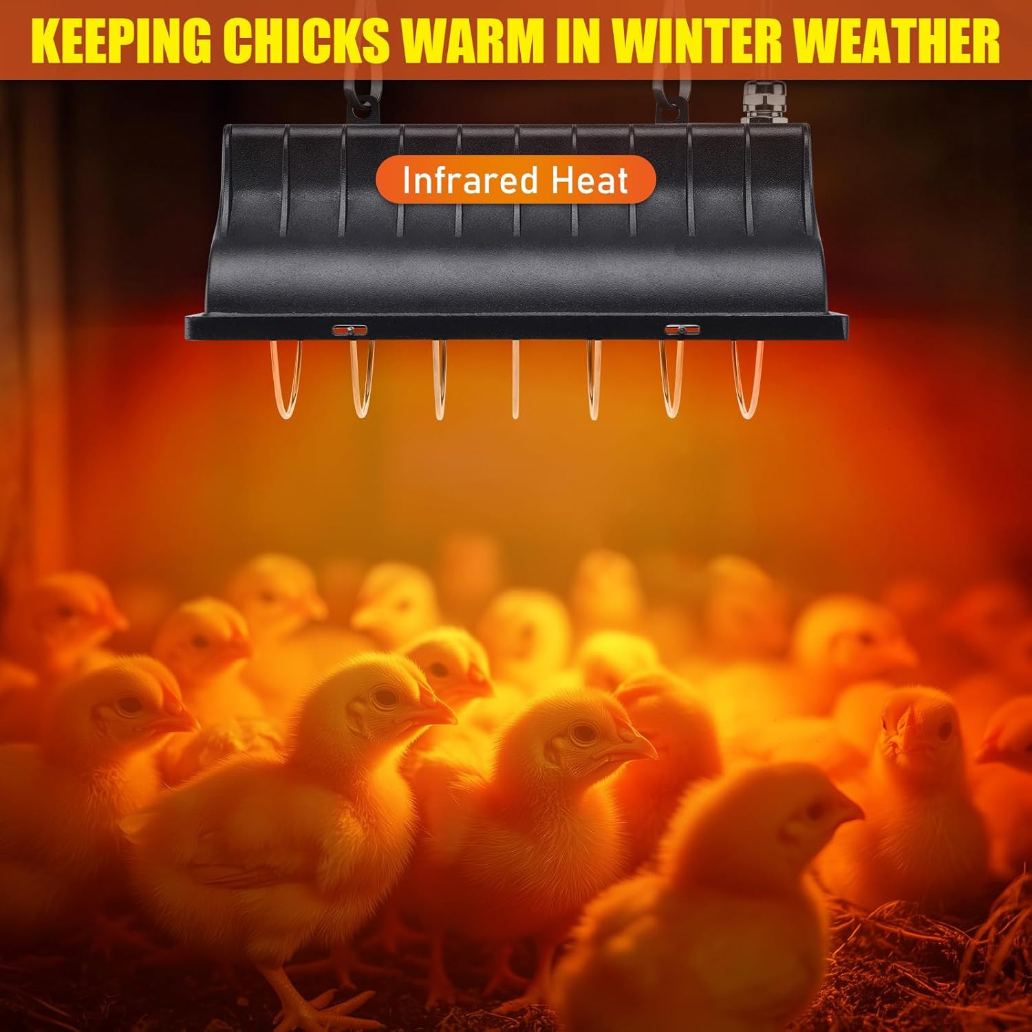 250W Chicken Brooder Heater for Chicks Ducks, Brooder Heater with 2PCS Heat Lamp