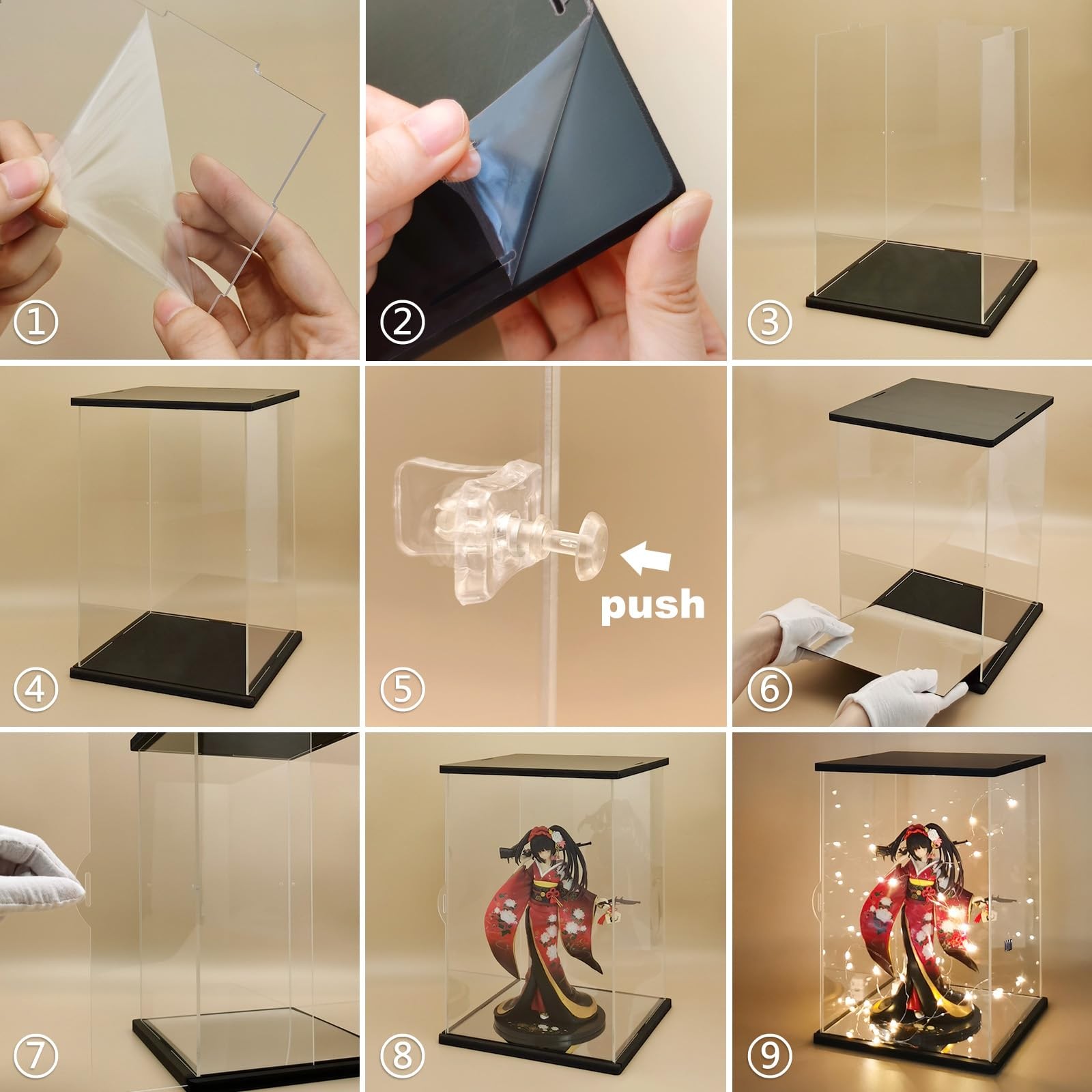 Clear Acrylic Display Case with Remote Control Light for 400% Bearbrick, Dust...