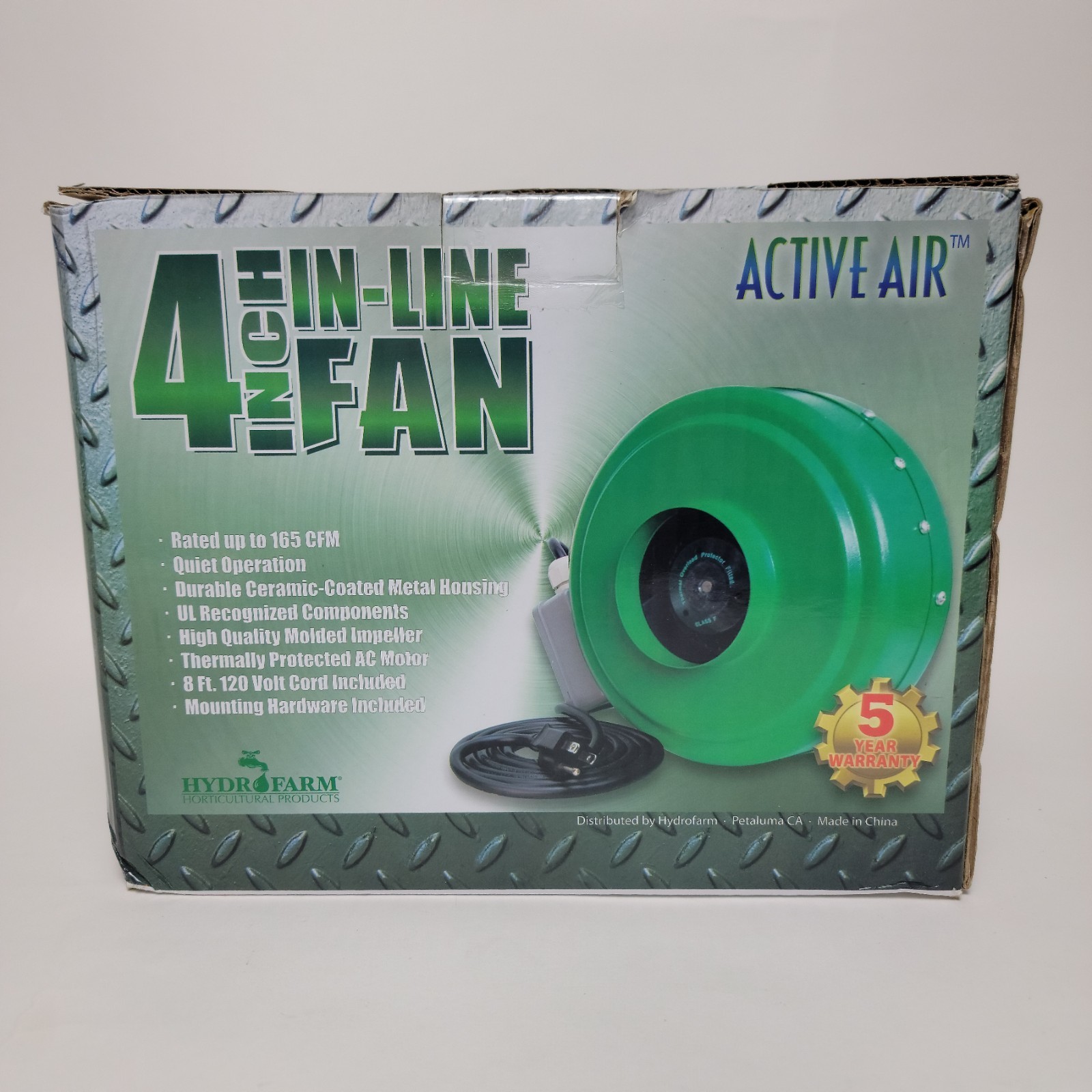 HYDROFARM ACTIVE AIR ACDF4 INLINE 4" DUCT FAN WITH SPEED CONTROL.