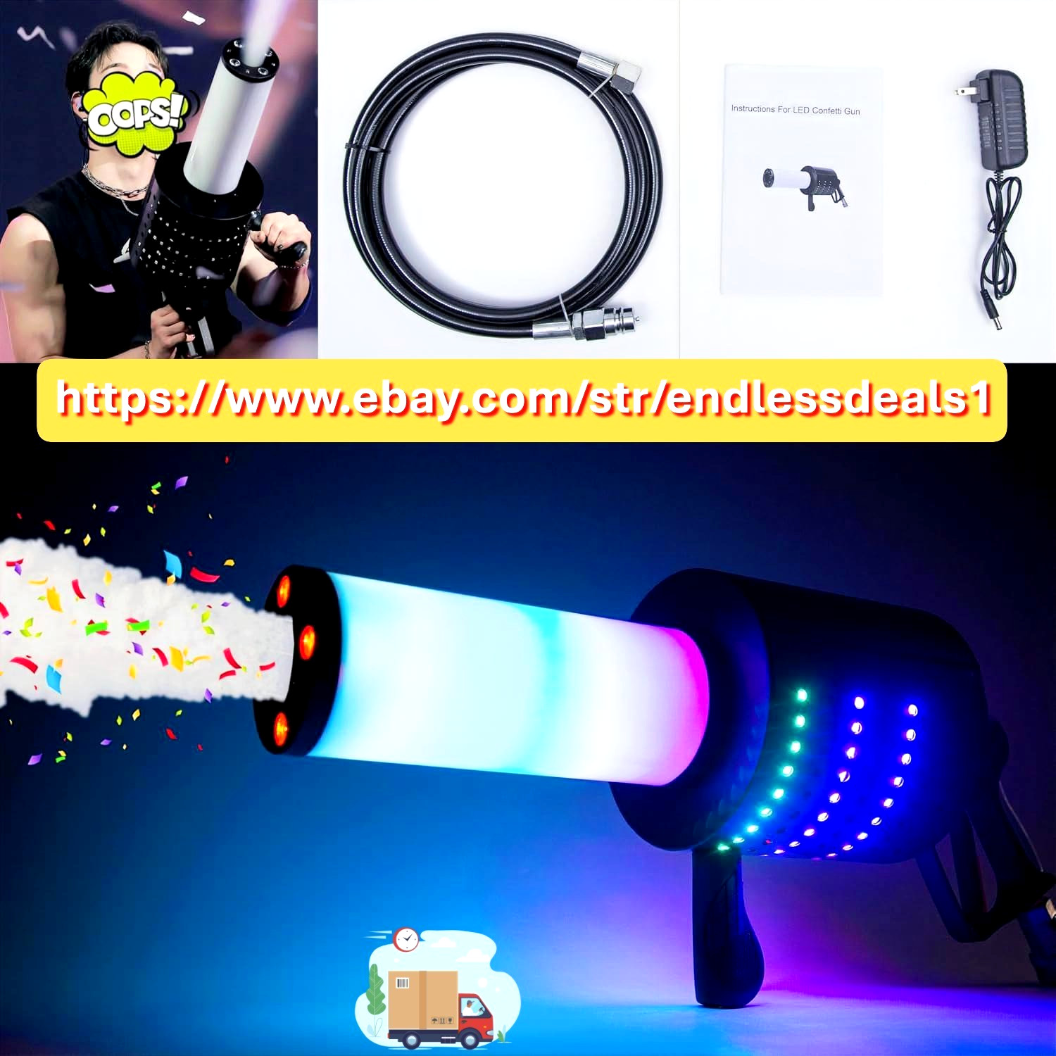 Confetti Cannon Machine LED CO2 Gun LED CO2 Jet Stage Event For Party DJ Clubs