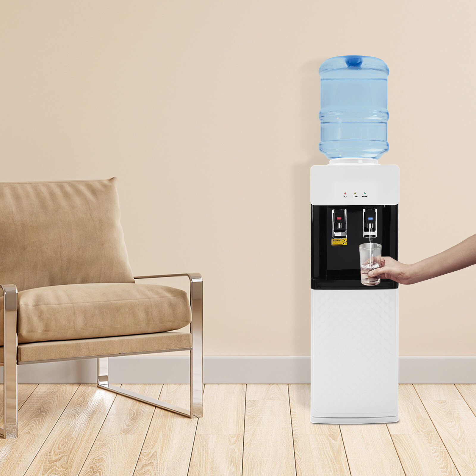 Standing Hot& Cold Water Cooler Dispenser 5 Gallon Top Loading 110V 75W/500W New