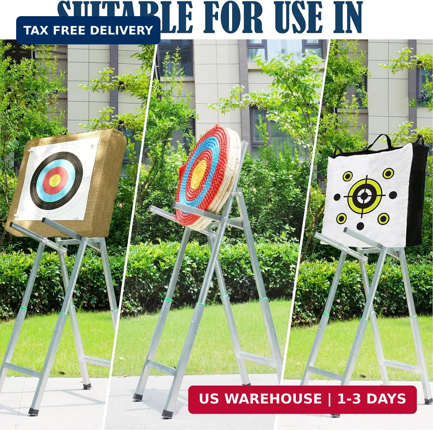 Archery Target Stand for Backyard, Foldable Metal Archery Target Stands for Stra