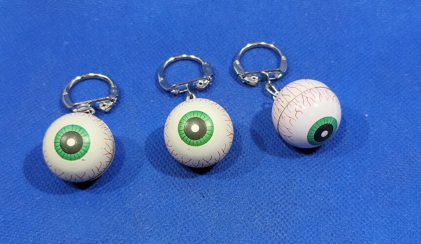 Halloween Eyeball Key Chain Ring Fob car  truck  bike keys Lot of 3