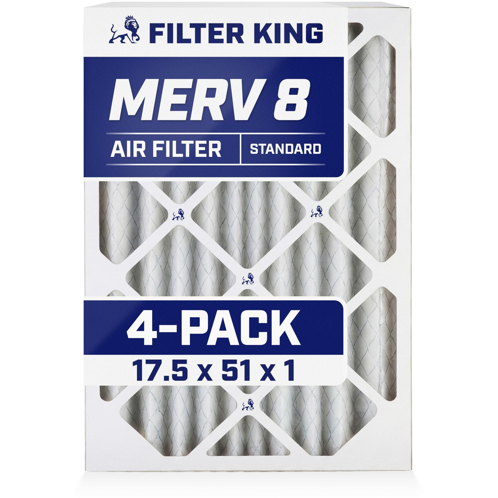 Filter King 17.5x51x1 Air Filter 4-PACK MERV 8 Actual Size 17.5 x 51 x .75"
