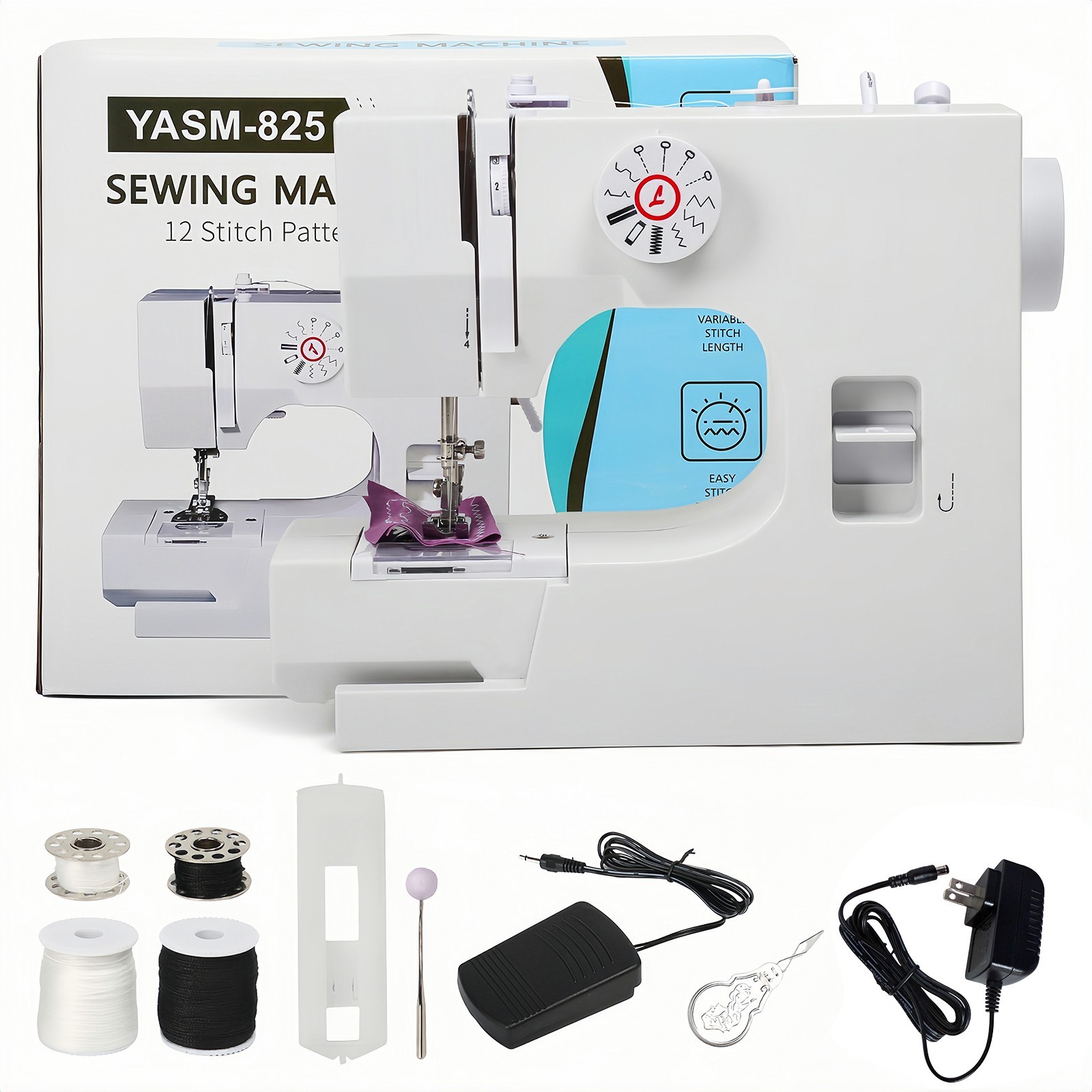 825A Multifunctional 12 Stitches Electric Mini Sewing Machine US Plug