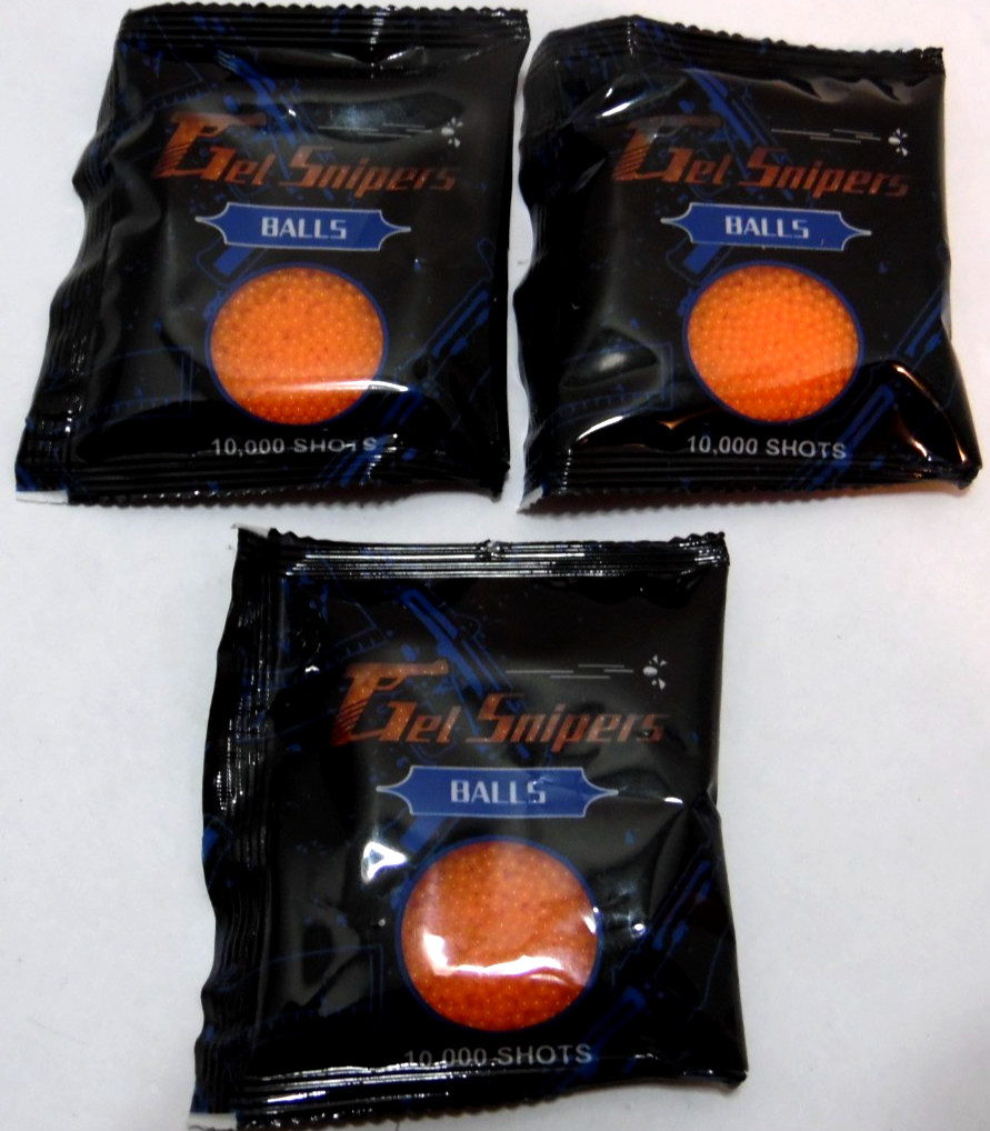 Lot Of 3 ~ Gel Snipers ~ Gel Balls ~ 30,000  ~ Orange
