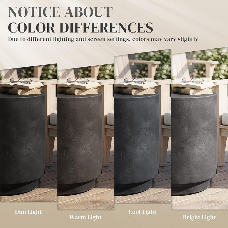 Modern Concrete Side Table Indoor Outdoor Plant Stand End Table Stable Design US