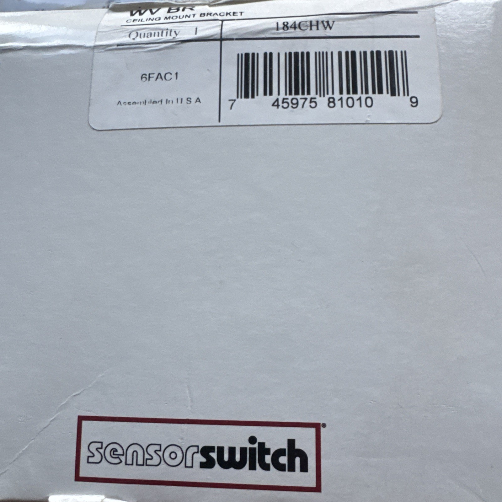 Sensor Switch WV BR Wide View Ceiling Mount Bracket White NIB Fast Ship