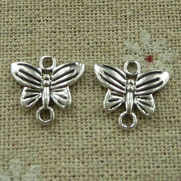 Free Ship 260 pcs tibetan silver butterfly connectors 14x13mm L-3503