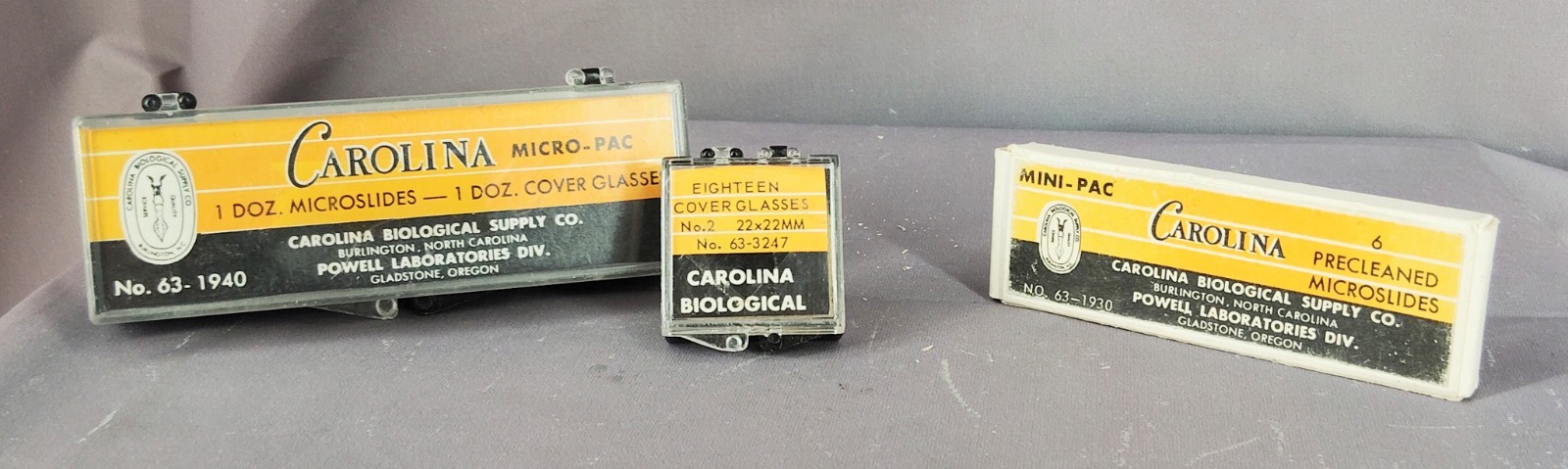Vintage Carolina Biological Microscope Slides Cover Glasses Micro-Pac Lot