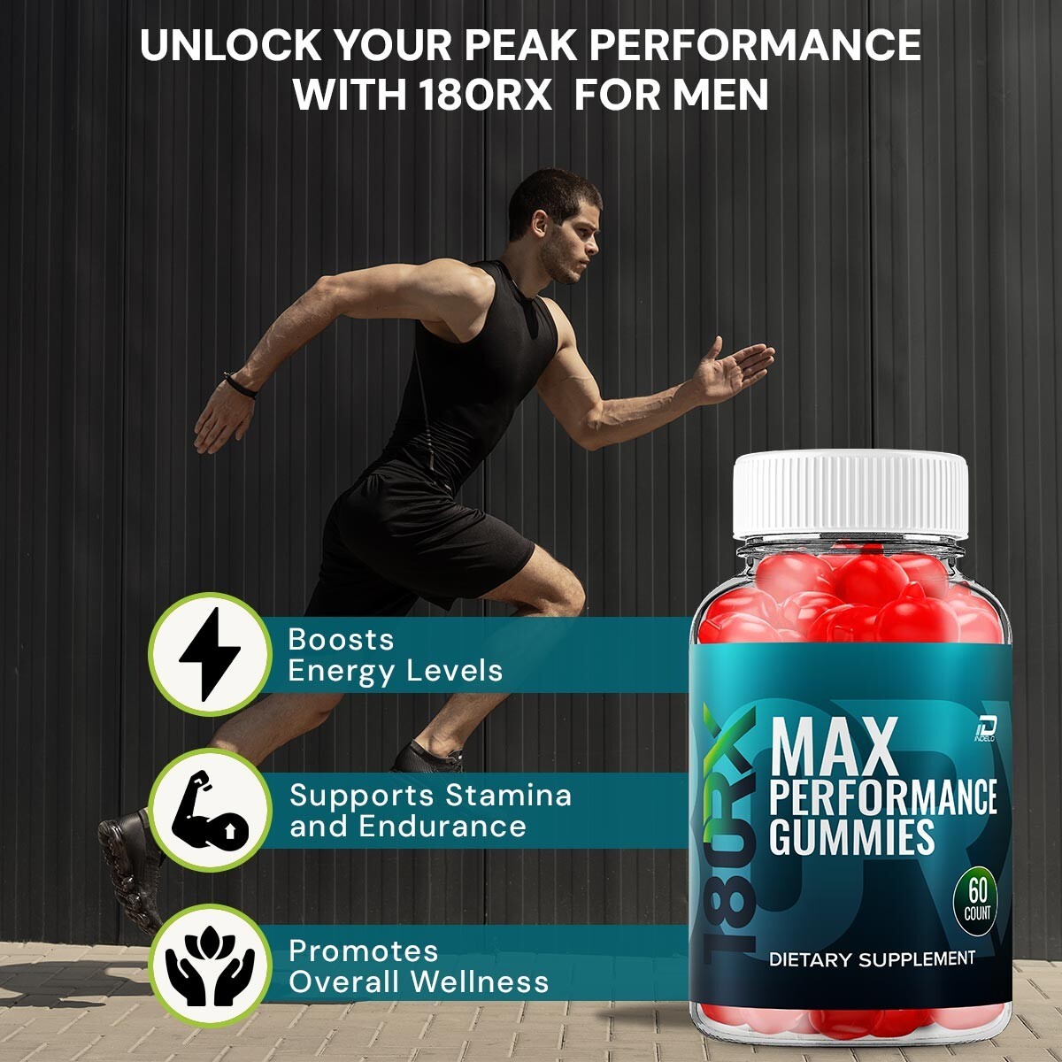 (5 Pack) 180RX Gummies for Men – 180 RX Male Performance Gummies, Energy