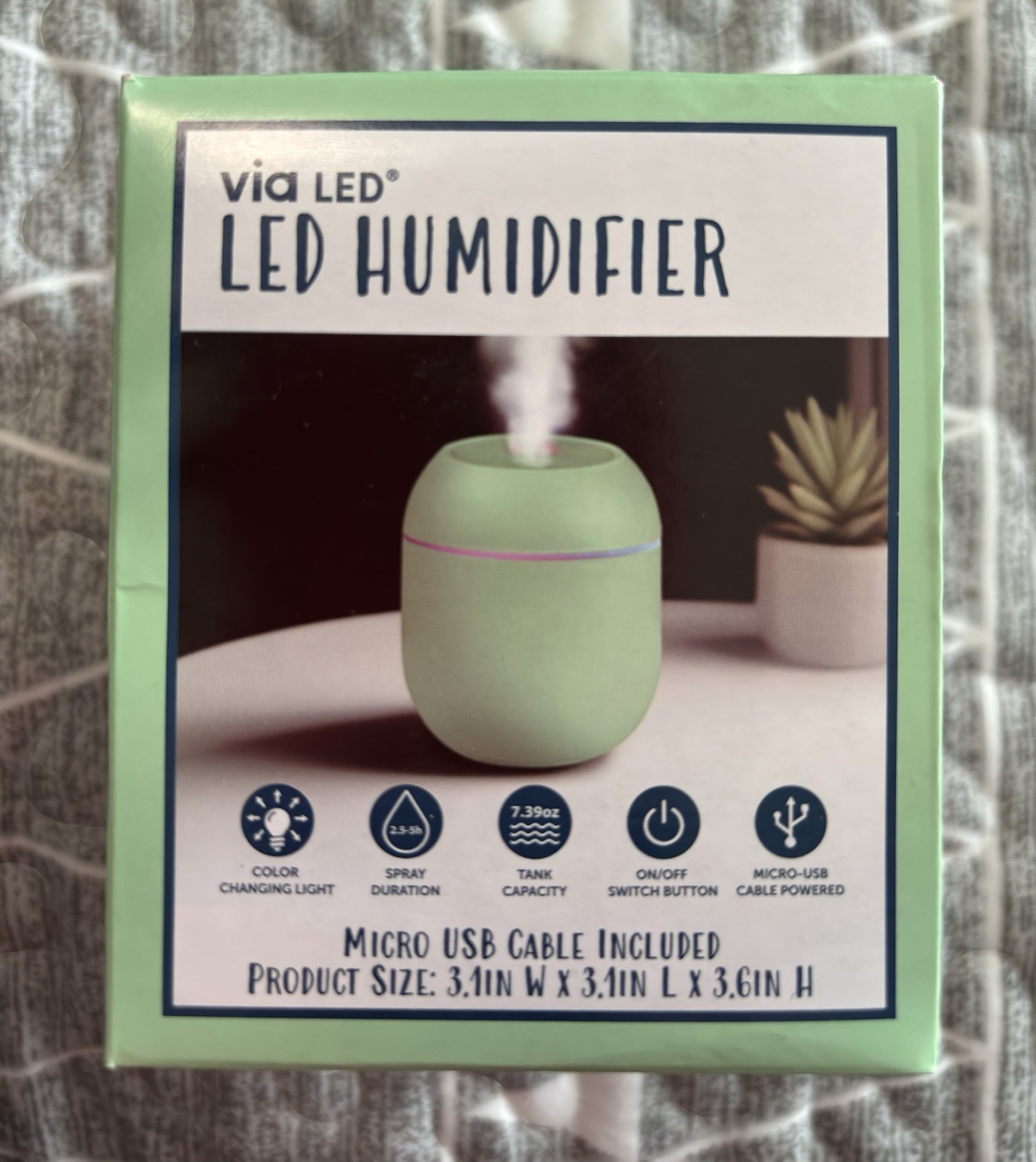 NIB Via LED Mini Color Changing Humidifier