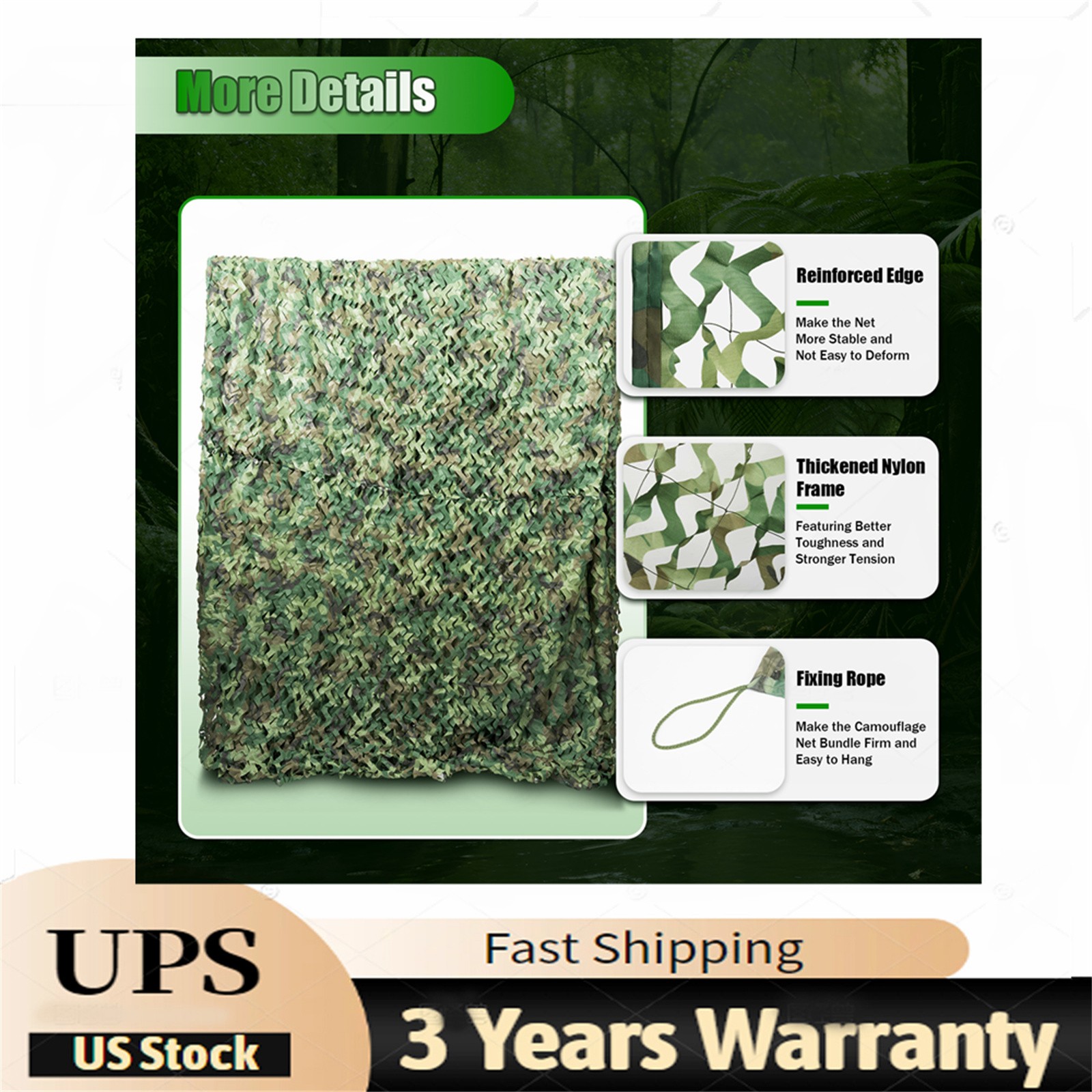 Camouflage Netting 26 X 26 Ft Camo Net Woodland Net For Military Camping Hunting