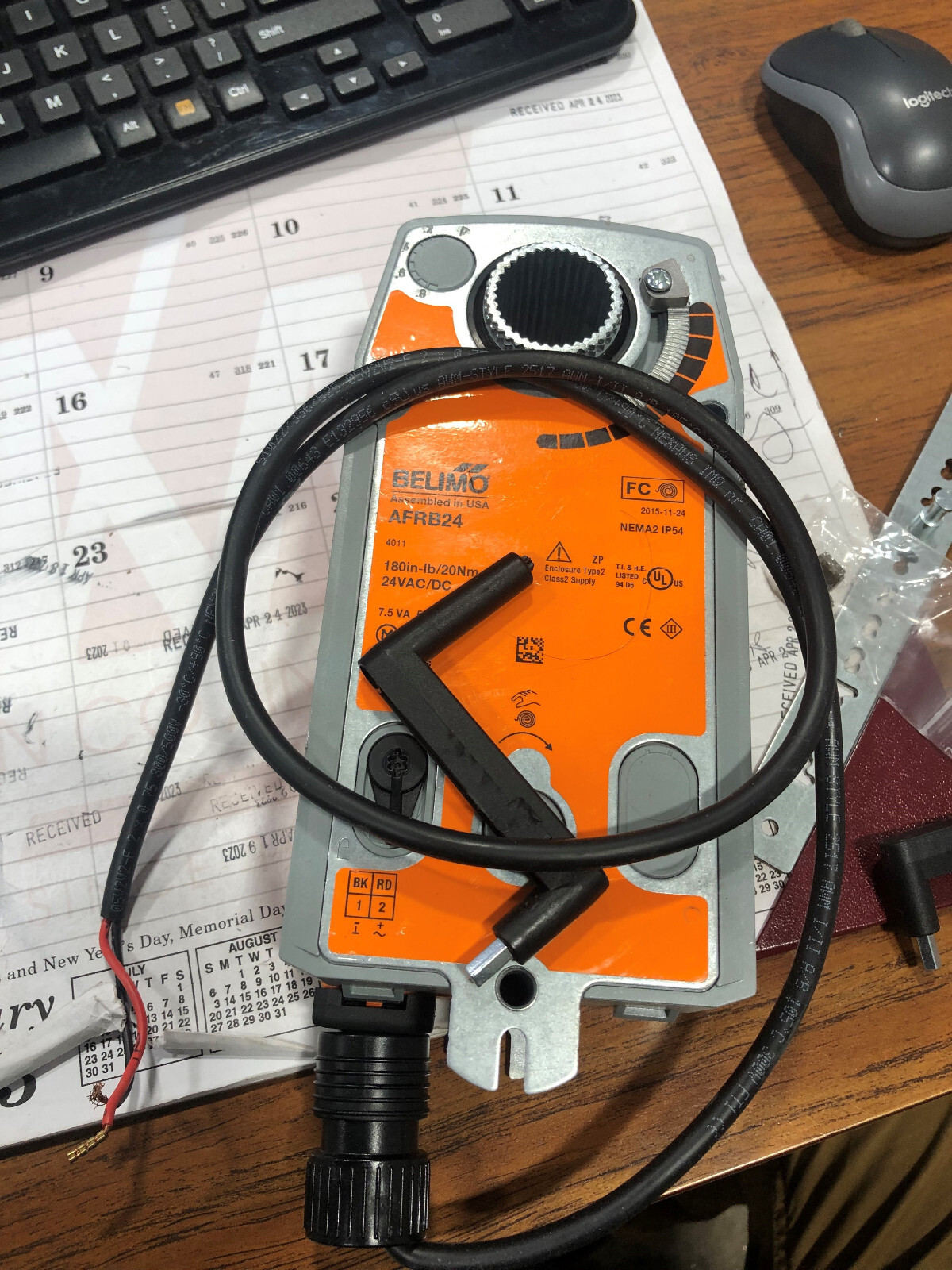 Belimo AFB24-S Spring Return Damper Actuator - Orange
