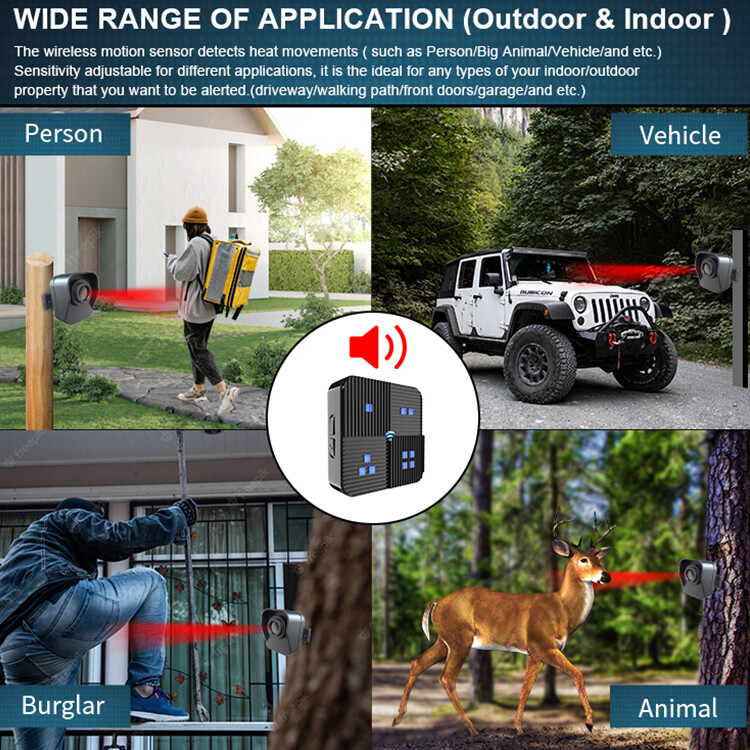 Wireless Solar Driveway Alarm Sensor Security System Receiver+Sensor Plug&Play