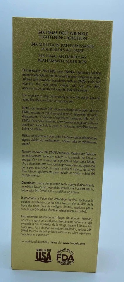 OROGOLD 24K DMAE Deep Wrinkle Tighteing Solution 12g/0.42oz