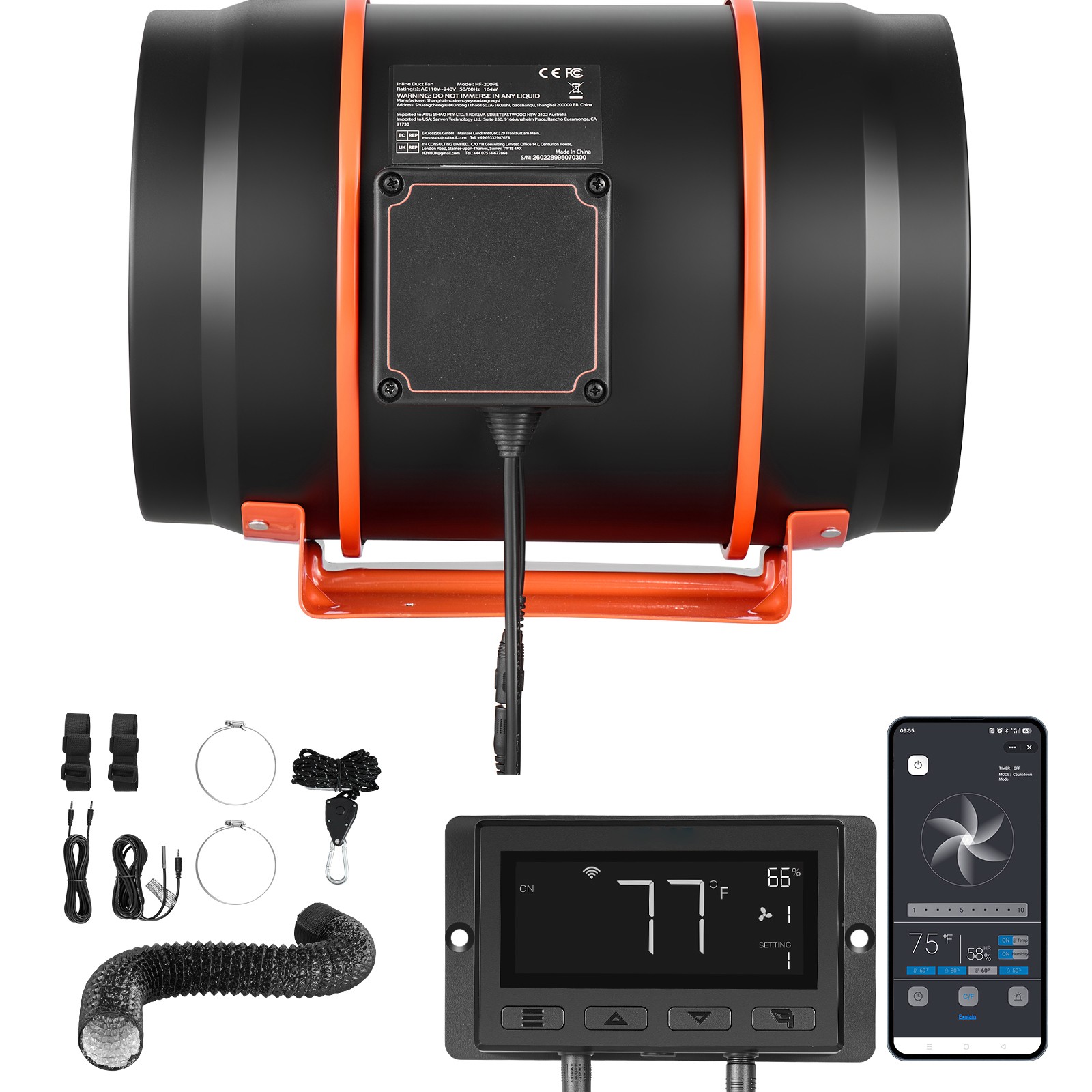 8" 807 CFM EC Inline Duct Fan Kit with Carbon Filter & App Control